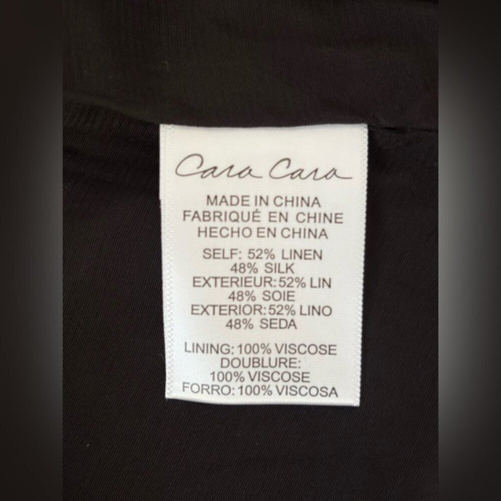 NEW Cara Cara Pheobe Midi Linen Silk Dress Stamped Dot Black US 6 UK 10 - Picture 15 of 16